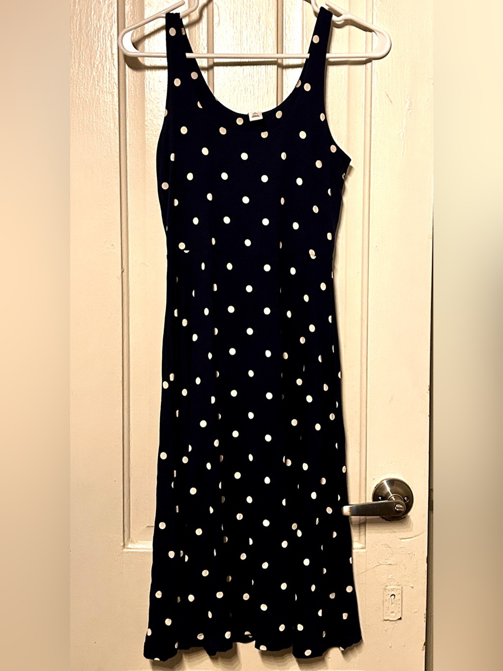 Old Navy - Navy & White Polka Dot Sleeveless Midi Dress